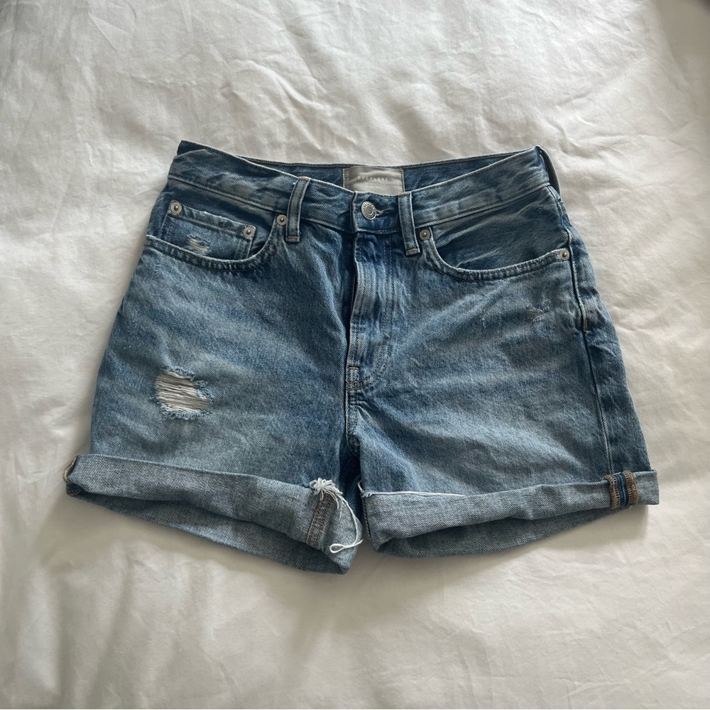 Everlane Jean Shorts The Denim Short Distressed Size 24